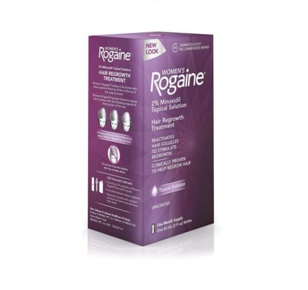 Rogaine Minoxidil 2% Topical Solution for Hair Loss – 1 Month Supply